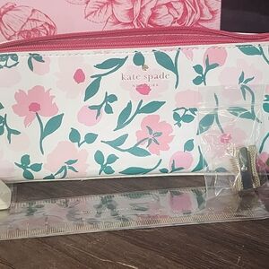 Kate Spade Pink and White Cosmetic Pouch